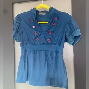 Blue button blouse